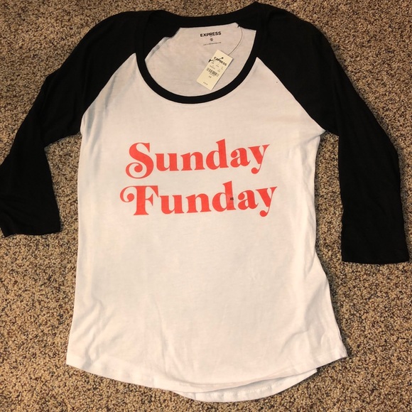 Express women’s quarter sleeve SUNDAY FUNDAY NWT - Picture 3 of 8